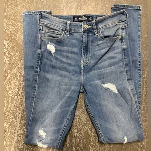 Hollister Distressed Blue Jeans High Rise Super Skinny Jean Size 27